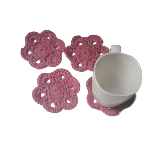 Handmade Flower Drink Hot/Cold Coasters-Set of 4 - Picture 5 of 5